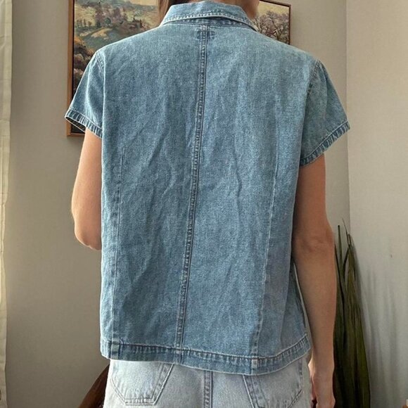 Vintage Lee denim blue button up shirt sleeved shirt - Picture 4 of 5